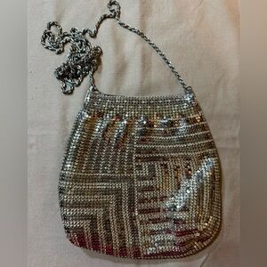 Vintage Silver and Gold Metal Mesh Bag with Chain Handle